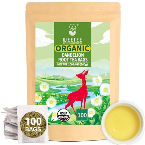 Amazon.com : WT WEETEE Organic Dandelion Root Tea Bags, CERTIFIED USDA Raw Dandelion Root 100 ...