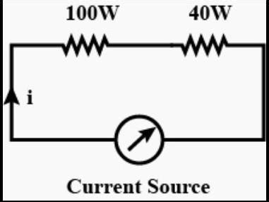 Two bulbs of 100w and 40w are connected in series. The current through ...