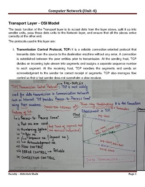 Computer Network CN Unit 4: Transport Layer Functions & Protocols - Studocu