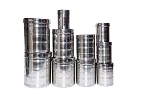 KITCHEN NEXT Stainless Steel Dabba Set | Steel dibba 10 pcs Set | 2kg ...