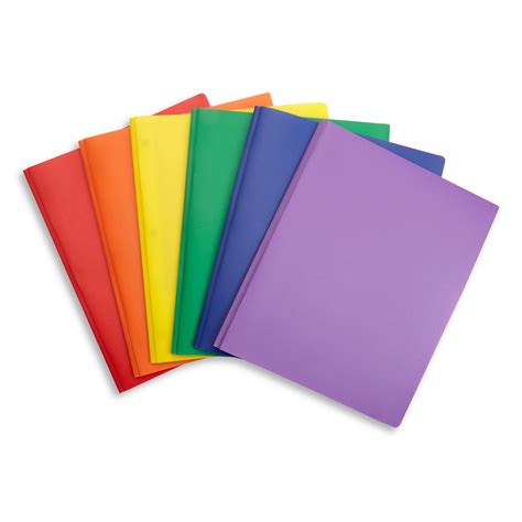 Plastic Two Pocket Folders with Prongs, Assorted Colors, 6 Pack - Blue ...