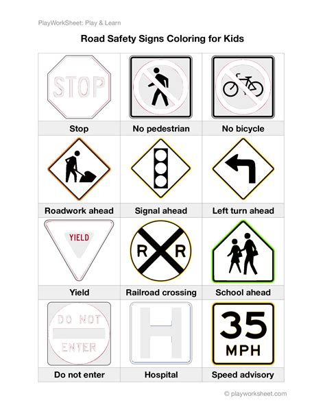 Road Safety Signs Coloring for Kids | Free Printables for Kids