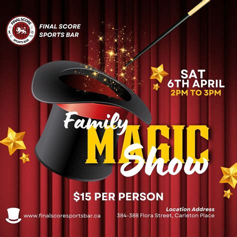 Family Magic Show, Final Score Sports Bar Carleton Place, 6 April 2024 ...