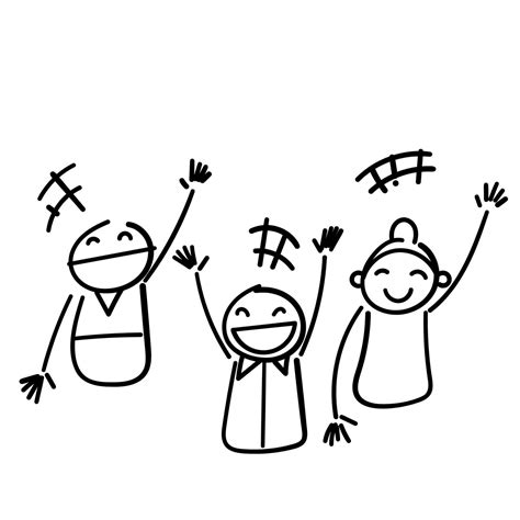 hand drawn doodle group happy people illustration vector 23889800 ...