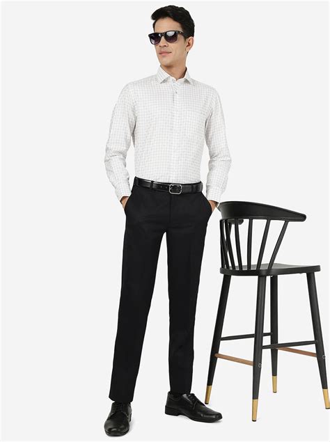Greenfibre Slim Fit Formal Shirt for Men | Cotton Blend Checked White ...