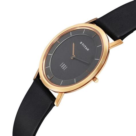 Buy Online Titan Edge Quartz Analog Anthracite Dial Black Leather Strap ...