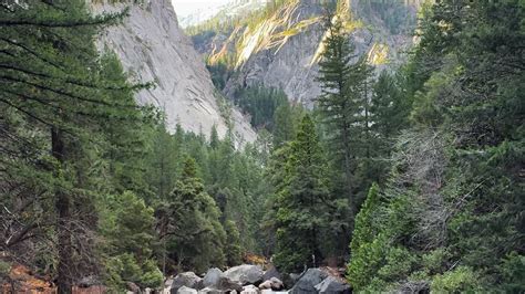 View of Yosemite Valley from Lower Yosemite Falls during sunrise TILT ...