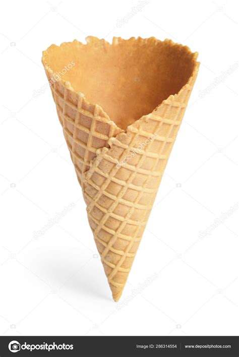 Empty wafer ice cream cone on white background Stock Photo by ...