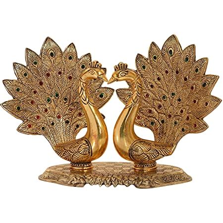 NM Aluminium Kissing Pair of Peacock 6" Height Golden Color 1 Piece ...