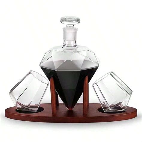 Ensemble de carafe à whisky en forme de diamant avec 2 verres en forme ...