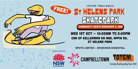 Campbelltown - St Helens Skatepark - FREE Community Skate Workshops ...