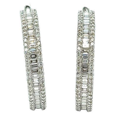 Sonia B. Bitton White Gold Diamond Hoop Earrings at 1stDibs