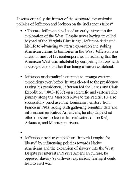 Impact of Jefferson & Jackson's Policies on Indigenous Tribes: A ...