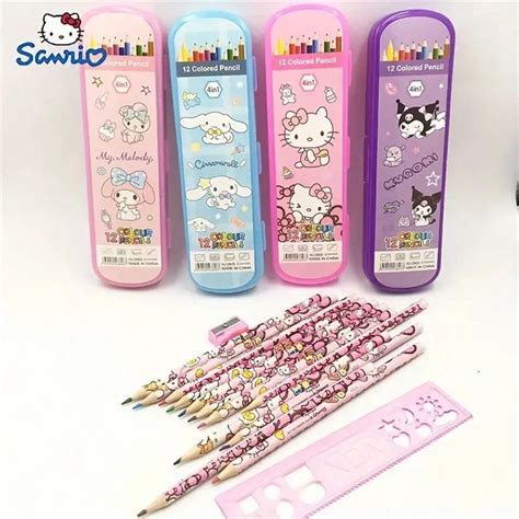 Sanrio 12pcs Sanrio Hello Kitty & Friends Color Pencil Set With Wooden ...