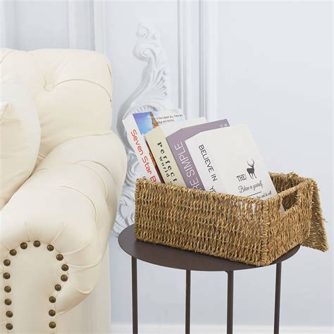 Buy Seagrass Baskets Lids Set of 4 Rectangular Wicker Basket With Lid ...