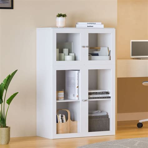 Buy Helios Soho 4-Glass Door Book Cabinet - White from Home Centre at ...