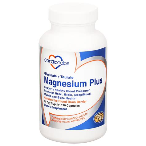 CardioTabs Magnesium Plus, 200mg Magnesium Glycinate and Taurate, Blood Pressure, Heart, Brain ...