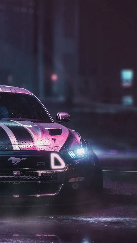 Download wallpaper 1080x1920 ford mustang gtr, ford, car, neon, night ...