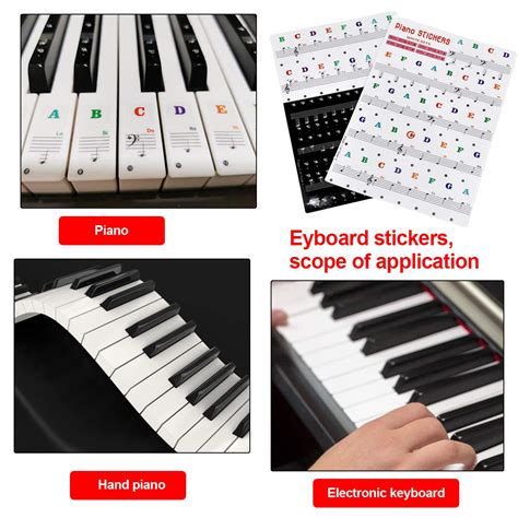 Piano Keyboard Notes Stickers for 49/61/54/88 Key Keyboards, Removable ...