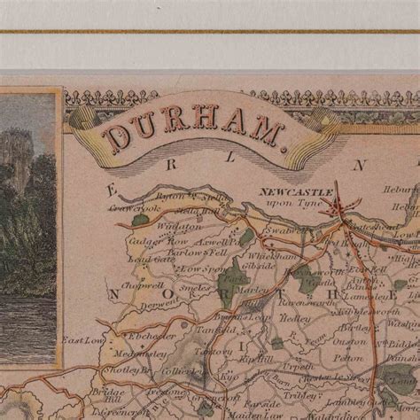 Antique Lithography Map, County Durham, English, Framed Cartography ...