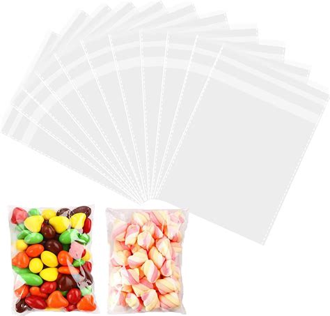 100 Pcs Self Seal Clear Cellophane Bags, Self Adhesive Cookies Bags 10 ...
