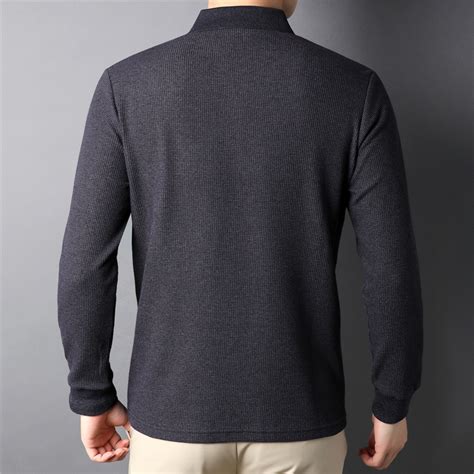 Thermal Texture Long Sleeve Polo Shirt // Gray (M) - Celino Long Sleeve ...