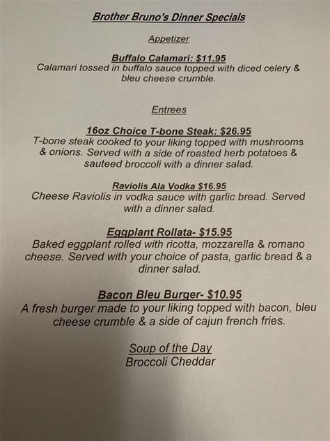Menu at Brother Bruno's Pizza pizzeria, Lords Valley, 739