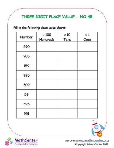 Three-digit place value - worksheet no.4B | Worksheets | Math Center