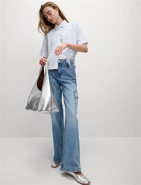 Buy Pure Cotton Cropped Striped Shirt at Marks & Spencer