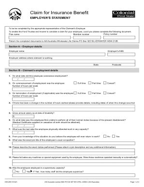 Fillable Online Claim for Income Protection Disablement Benefits ...
