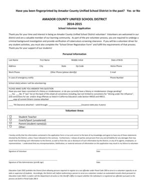 Fillable Online amadorcoe 2014-2015 Volunteer Application - Amador ...