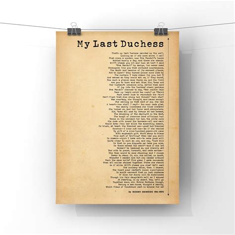 My Last Duchess Poem by Robert Browning Poster Print | Etsy