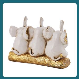 CraftVatika Resin Elephant Trunk Up Showpiece, 7.5 x 6 x 2 Inches ...
