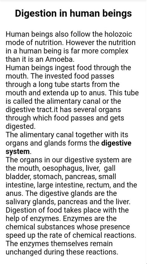SOLUTION: Full process of digestion of food in human beings - Studypool