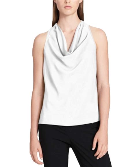 Buy Calvin Klein Women's Sleeveless Cowl Neck Charmeuse Top, Cream, S ...