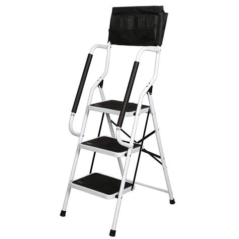 WiberWi Step Ladder 3 Step with Handrails 500 lb Capacity Step Stool ...