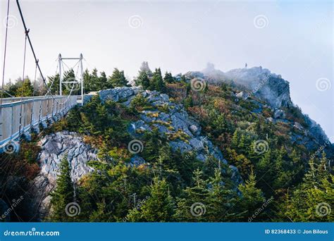 The Mile High Swinging Bridge and Rocky Summit in Fog, at Grandfather ...