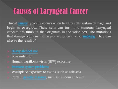 PPT - Laryngeal Cancer: Symptoms, causes, diagnosis and treatment. PowerPoint Presentation - ID ... - carcinoma of the larynx symptoms
