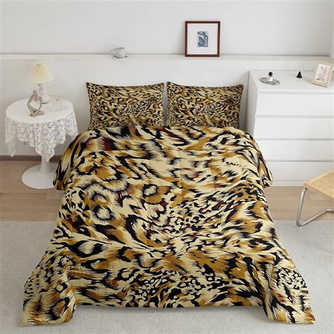 Retro Brown Leopard Comforter King,Cheetah Print Bedding,Wild Animal ...