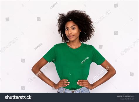 Portrait Happy Young Woman Posing Hands Stock Photo 2234370639 ...