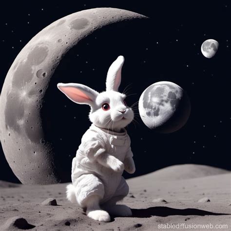 Adorable Rabbit on the Moon | Stable Diffusion Online