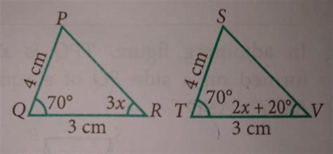 In adjoining figure,in ∆PQR and ∆STU,PQ = ST = 4cm, QR = TV = 3cm and ...