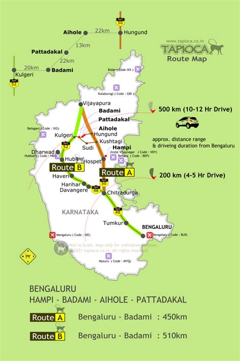 Bangalore to Badami Route Map