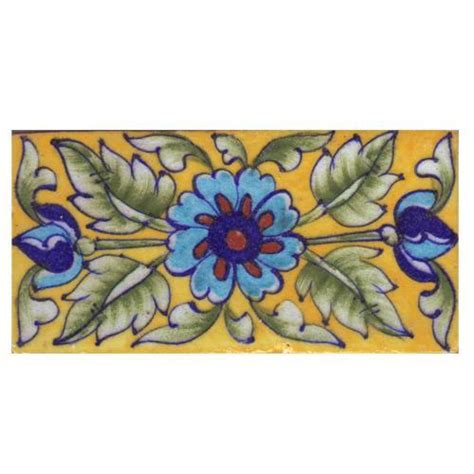 Turquoise,Blue,Brown Flower and Green Shading leaf with Yellow Base Ti ...