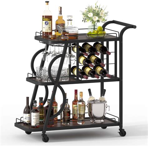 Amazon.com - FERFALDER Home Bar Serving Carts 3 Tier Kitchen Carts on ...