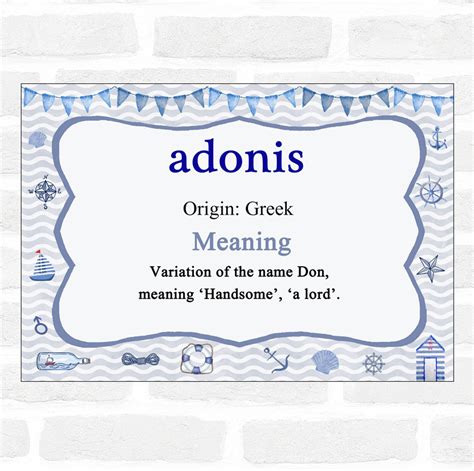 Adonis Name Meaning Nautical Certificate - The Card Zoo