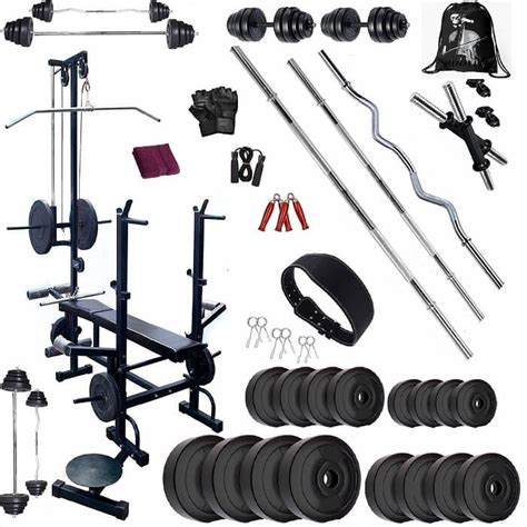 Bodyfit Home Gym Set Combo, Home Gym Kit, Gym Equipment, (30-100 Kg ...