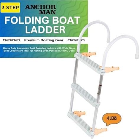 Anchor-Man Folding 3 Step Aluminum Boat Ladder for India | Ubuy