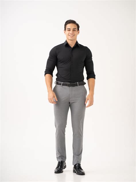 Buy Men's Light Grey Slim Fit Stretchable Formal Trousers Online