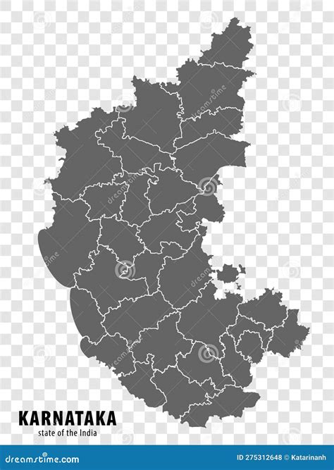 Blank Map State Karnataka of India. High Quality Map Karnataka with Municipalities on ...